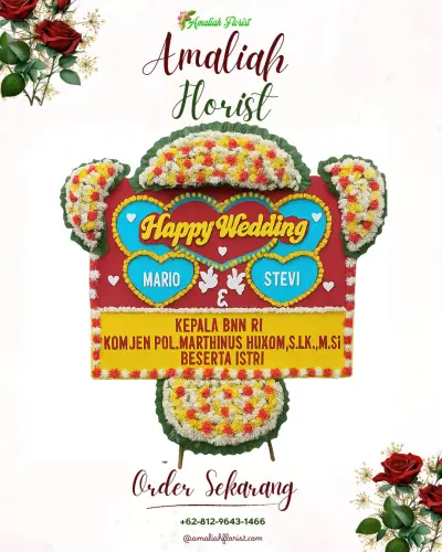Karangan Papan Bunga Pernikahan di Kembang